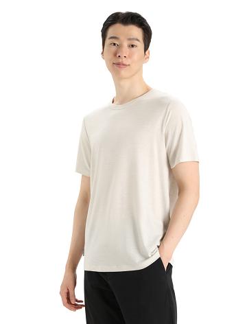 Ecru Heather Icebreaker MerinoFine™ Short Sleeve Men's T Shirts | AU 1190CTVE